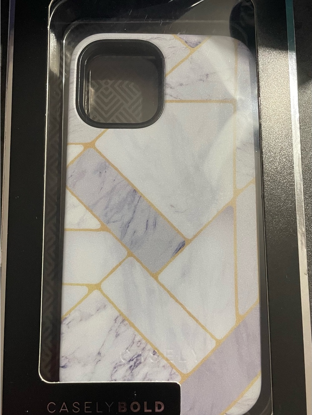 Casely Bold White Marble Phone Case with Gold Accent